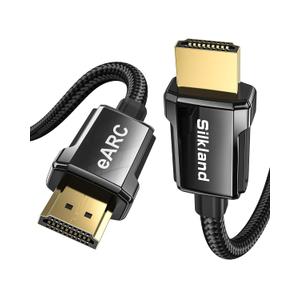 Silkland 8K HDMI ARC/eARC Cable 2.1 for Soundbar 6.6ft, 8K@60Hz, 4K@120Hz High Speed HDMI Cord for Gaming, 48Gbps, Dolby Atoms, HDR10 HDCP Compatible for Vizio Samsung Bose Sound bar, UHD TV, Blu-ray