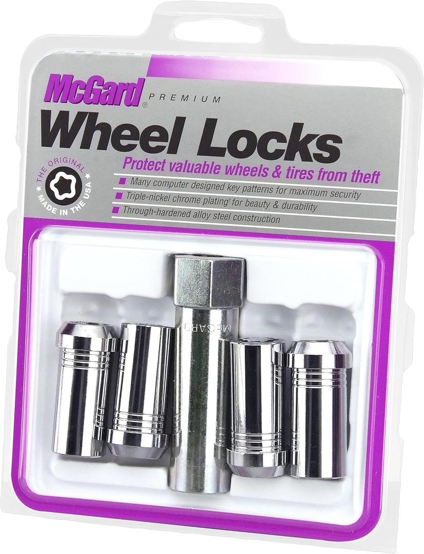 MCGARD 25110 Chrome Tuner Style Cone Seat Wheel Locks (M14 x 1.5 Thread Size) - Set of 4