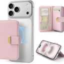 ESR Aura Clutch for MagSafe Wallet for Women, 5-Card Holder, RFID Blocking, MagSafe Sticker Included, Magnetic Wallet for iPhone 17/16/15/14/13/12 Series (not mini) and Select Samsung Devices, Pink