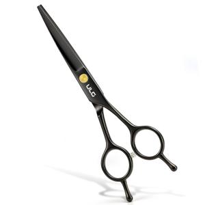 ULG Professional Hair Cutting Scissors 6.5 Inch  Sharp Barber Shears, Stainless Steel Symmetrical Salon Haircut Scissors for Women, Men, Kids, Gloss Paint Finish, Black