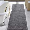 LOCHAS Luxury Bathroom Rug Shaggy Bath Mat 24 x 60 Inch, Washable Non Slip Bath Rugs for Bathroom Shower, Soft Plush Chenille Absorbent Carpets Mats, Gray 