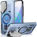 Camera Stand Case for Galaxy S25 Edge, [Compatible with MagSafe][Lens Cover] 2025 Version Military Grade Protective Soft Case for Samsung Galaxy S25 Edge 6.7" Men Women, Red (Blue)