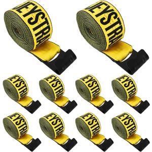 Yellow 4 Inch x 30 FT Heavy Duty Tie Down Straps - High Visibility Flatbed Trailer Straps with Flat Hooks, 6000 lbs Working Load / 18000 lbs Break Strength, 10-Pack for Truck & Cargo Securement