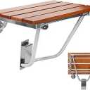 Folding Shower Seat Wall Mounted and Teak Bench, Foldable Shower Chair for Small Spaces, 350lb Capacity
