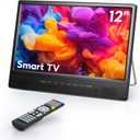 Desobry 12" Small Smart TV, LCD Small Kitchen TV with WiFi, Built-in 180Adjustable Stand/ATSC Tuner/HDMI/AV/USB for Kitchen, Bedroom, Camping, RV, Small Space