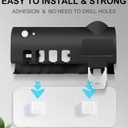 Hanging toothbrush holder and space saving toothpaste dispenser. This convenient organizer neatly stores toothbrushes and toothpaste together, ensuring safe and secure use for the whole family (Black)