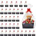 32 Pcs Black Basket for Gifts Empty DIY Bulk Party Gift Basket Kit with Handles with 32 Bag 32 Bow Market Tray for Gift Packages Wrapping Anniversary Birthday Wedding Party Gift(9.8 x 6.7 x 4.3 in)