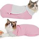 Self-Adhesive Cat Grooming Wrap, Cozy Cat Wrap for Cutting Nails, Breathable Anti-Scratch Cat Swaddle Bag for Brushing, Ear Cleaning, Dental Care, Medication, Injections, Pink L