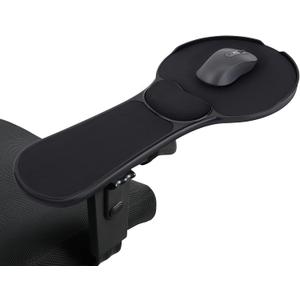 Upgraded Ergonomic Arm Rest Mouse Pad for ChairAdjustable Mouse Tray with Wrist Cushion, Chair arm Mousepad, Black