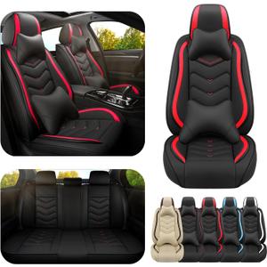 ADERN Car Seat Covers for Chevrolet Camaro 2000-2026, Premium Nappa Leather Car Seat Cover, Stylish Sport Seat Covers Automobile Seat Cover Sets.(Luxury 5 Seats/Black Red)