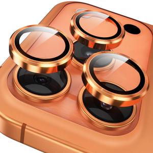YWXTW Camera Lens Protector for iPhone 17 Pro/iPhone 17 Pro Max, 1 Step Installation Tray, Tempered Glass Screen Protector Metal Individual Camera Cover Accessories Case Friendly (Cosmic Orange)