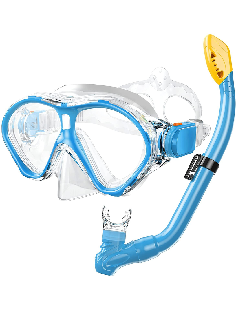 Gintenco Kids Snorkel Set, Diving Mask for Children as Unisex Kids Swimming Goggles, Anti-Fog Diving Mask and Dry Top Snorkel Combo Set for Junior and Youth