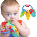 Nuby Ice Gel Teether Keys - Silicone Soothing Baby Teether Toys for Infants - Gentle for Sore Gums Colorful and Fun Toys - Safe and Durable Infant Baby Teething Toy - Blue (1 Count (Pack of 1))