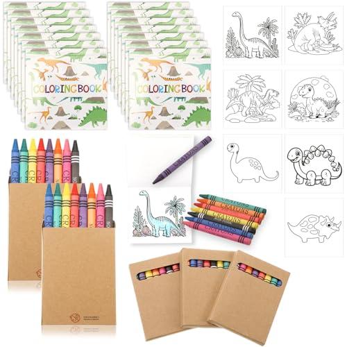 Saypacck 270 Pcs Mini Dinosaur Coloring Books with Crayons Kids Bulk Dino Party Favors Dino Goodie Bag Stuffers End of Year Student Gifts from Teacher
