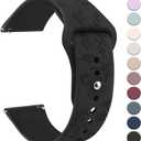 Meliya 20mm 22mm Flower Engraved Watch Bands Quick Release Replacement Wristband, Soft Silicone Bands Waterproof Sport Replacement Straps for Women Men (Black)
