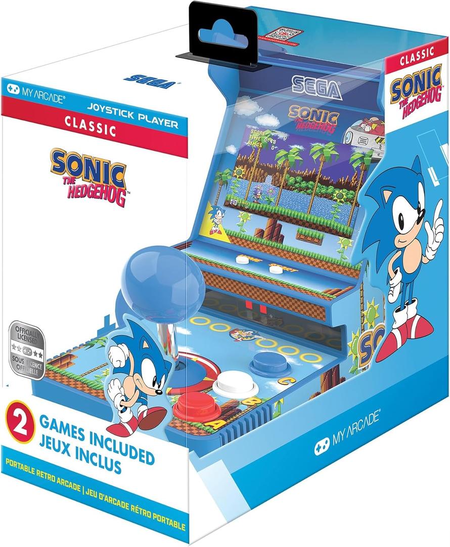 My Arcade Sonic Joystick Player: Sonic The Hedgehog, 2 Games in 1, Sega Classic, Gifts for Kids and Adults
