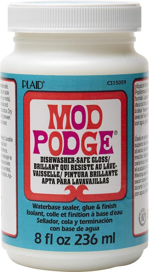 Mod Podge Dishwasher Safe Waterbased Sealer, Glue and Finish (8-Ounce), CS15059 Gloss, 8 Ounce (Clear)