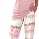 CHICME Womens Pajamas Sets 2 Piece Short Sleeve Lounge Set Printed Loose Pants Pj Sets Loungewear Set Size XXL