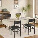 MECHYIN Dining Chairs Set of 4, Rustic Wood Dining Room Chairs with Thickened and Strengthened Metal Steel Frame & Slat Back, Modern Farmhouse Chair for Kitchen, Dining Room (4, Dark Black)