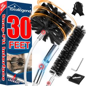Sealegend 30 Feet Dryer Vent Cleaner Kit, Lint Remover, 2Upgraded Flexible Quick-Snap Brush with Drill Attachment, Extends Up to 30 Feet for Easy Cleaning, Works with/Without a Power Drill