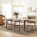 COLAMY Wooden Dining Chairs Set of 2, Modern Fabric Upholstered Dining Room Chair, Farmhouse Kitchen Side Chairs with Foot Pegs, Beige