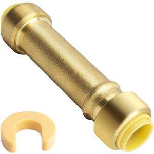 UR3008A 1/2 Inch Push-to-Connect Slip Coupling, Brass Plumbing Fitting for PEX, CPVC, Copper Pipes, 200°F/400 PSI