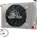 4 Row Radiator Shroud Fan Fits 1967-1969 Chevy Camaro Pontiac Firebird 5.7L V8-Replacement Radiator for 67-68-69 Chevy Camaro/Pontiac Firebird V8