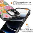 for iPhone 17 Case Cute - Military-Grade 20 ft Drop Protection Shockproof Phone Case - Funny Passion Flower Design (6.3") Black