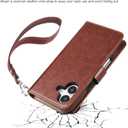 Bocasal for iPhone 17 Wallet Case Compatible with MagSafe Wireless Charging, RFID Blocking Magnetic Leather Case with Card Slots Holder Kickstand Detachable Wrist Strap 6.3 Inch (Brown)