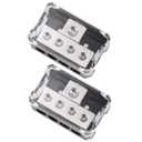 4 Way Power Distribution Block, 1x 0/2/4 AWG Gauge in / 4X 4/8/10 Gauge Out Amp Power Distribution Ground Distributor Connecting Block for Car Amplifier Audio Splitter 2 Pack