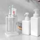 Toothbrush Holders with Drain Tray, Hanging Toothbrush and Toothpaste Holder Organizer Bathroom Caddy Countertop for Toothpaste, Razors, Electric Toothbrush - Clear