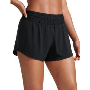 CRZ YOGA High Waisted Running Shorts for Women 2.5" - Mesh Liner Quick Dry Sport Athletic Workout Shorts with Zipper Pocket Black X-Small