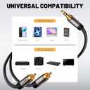 3.5mm to RCA Cable 25FT, 2 Male RCA to Aux Stereo Audio Adapter, Hi-Fi Sound Auxiliary RCA Y Splitter Cord, Shielded 1/8 to 2RCA Cable for Headphone, MP3, Tablet, Speaker, HDTV, Phone and More