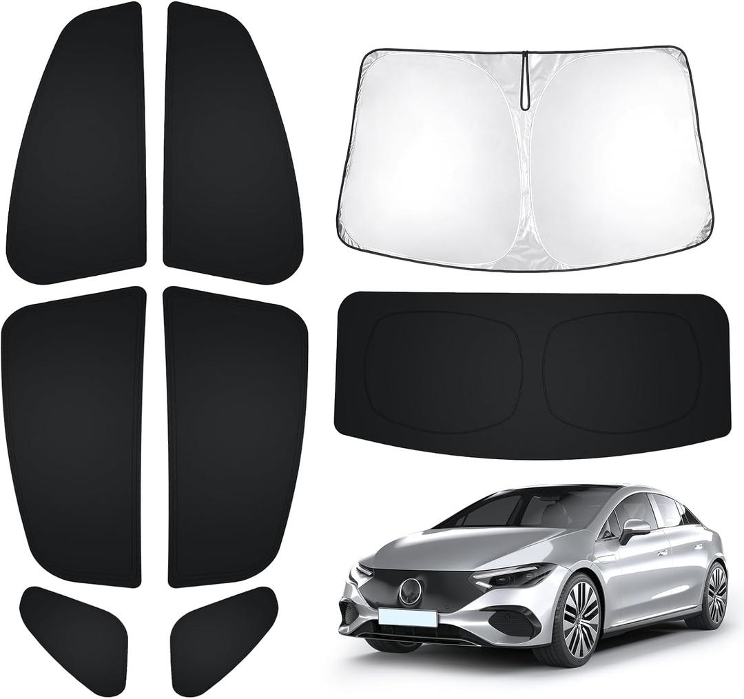 T TGBROS Windshield Sun Shade for Mercedes-Benz EQE 2023 2024 2025 Car Window Shades Thicken UV Block and Blackout Privacy Foldable Sunshades 8PCS Accessories Keep Cool Sun Visor Covers