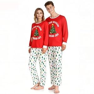 Adult Christmas Pajamas Set, Winter Long-Sleeved and Long-Pants Pajamas, Festival Party Sleepwear (Red - Women's, M)
