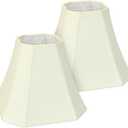 Cream Octagonal Bell Lamp Shades Set of 2, 6.5" Top x 13" Bottom x 10.6" Height  Medium Fabric Shade for Table Lamps, Modern Farmhouse & Minimalist Home Decor, Spider Fitter(harp not included)
