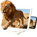 Smartphone Screen Magnifier, 3D HD Foldable Amplifier, Phone Stand with, Adjustable Angle Gift for Mom Dad, Family Portable、 Universal Enlarger Movies Gaming Video (White)