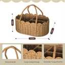 Diaper Caddy Organizer, Paper Rope Storage Baskets Nursery Bin with Removable Divider, Portable Car Organizer for Diapers, Baby Shower Gifts, Newborn Essentials Must Haves (Beige, L)