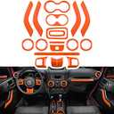E-cowlboy 18 PCS Full Set Interior Decoration Trim Kit Steering Wheel Center Console Door Handle Air Conditioning Vent Cup Holder Gear Cover Trim for Jeep Wrangler JK JKU 2011-2018 4-Door (Orange)