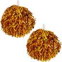 BENLIUDH Cheerleader Pom Poms, Metallic Foil Plastic Pom Poms Cheerleading for Game Sports Squads Dancing Party, Gold 2pcs