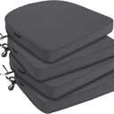 Favoyard Outdoor Chair Cushions 19"x19"x2" Set of 4 Waterproof Seat Cushion for Patio Furniture with 3-Year Fade Resistant Removable Cover Attach Straps Hidden Zipper Round Corner for Yard Garden