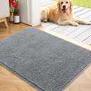 Carpet Front Door Mat 40*30", Dog Door Mat for Muddy Paws, Trap Dirt Doormat, Mud Mat for Dogs, Washable Non Slip Outdoor Indoor Doormats for Entryway, Grey/Blue