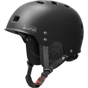 OutdoorMaster Kayak Helmet, Wakeboard Helmet Whitewater Helmet Men Women, Water Helmet with Ear Pads, Surf Helmet 12 Vents Dial Fit Adjustment Longboard Helmet, Perfect for Kayaking, Boating (Large (Runs large, size down), Black)