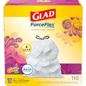 Glad ForceFlex Tall Kitchen Trash Bags, 13 Gal, Gain Moonlight Breeze, 110 Ct