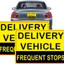 Magnetic Delivery Vehicle Frequent Stops Signs,Caution This Vehicle Makes Frequent Stops Magnet,Reflective Magnetic Safety Warning Sign Sticker for Carrier delivery Fleet Car Truck Van Flex Driver 2 pack (12X8") (yellow)
