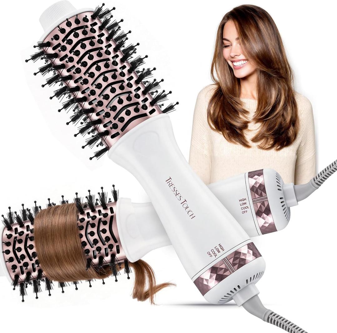 4-in-1 Hair Dryer Brush, Mini Blow Dryer Brush 2 Inch, Travel Brush Dryer Mini for Hot Air/Cold Setting/Styler/Volumizer/Straightener/Curler