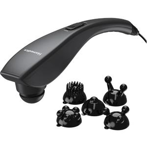 Homedics Deep Tissue Percussion Massager with 3 Speeds, 5 Attachments, and Long Handle for Hard-to-Reach Areas