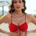 ZAFUL Womens Underwire Bikini Top Push Up Bathing Suit Tops Padded Bust Swimsuits Tops Only 2026 (Red, L)