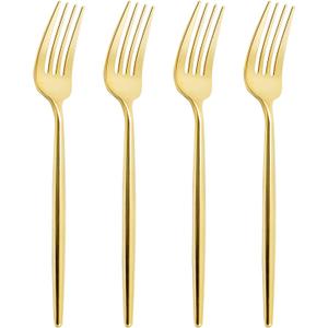 U-QE 180Pcs Gold Plastic Forks - 7.6 Inch Heavy Duty Plastic Forks, Heavyweight Gold Plastic Silverware Perfect For Parties & Weddings and Other Daily Events