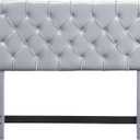 Iconic Home Rivka Headboard Velvet Upholstered Diamond Button Tufted Modern Transitional, Twin, Silver